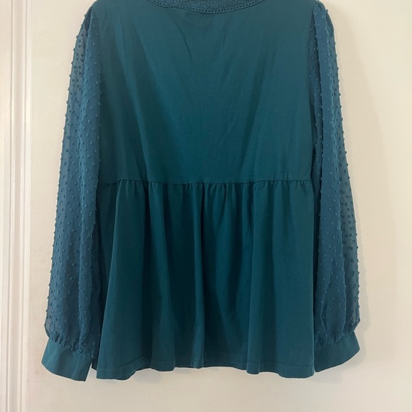 Green Long Sleeve Peplum Blouse (S123) - Picture 7 of 8